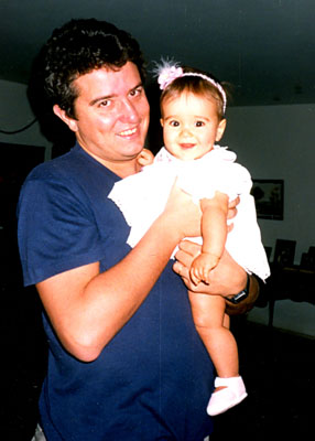 Roberto com a sobrinha Sasha em agosto de 1988